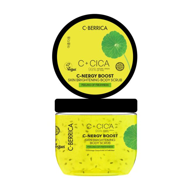 C-BERRICA C + CICA C-NERGY BOOST SKIN BRIGHTENING kūno šveitiklis, 200 ml