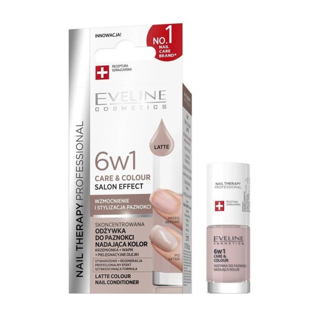 EVELINE 6IN1 spalvą suteikiantis nagų kondicionierius, 5 ml