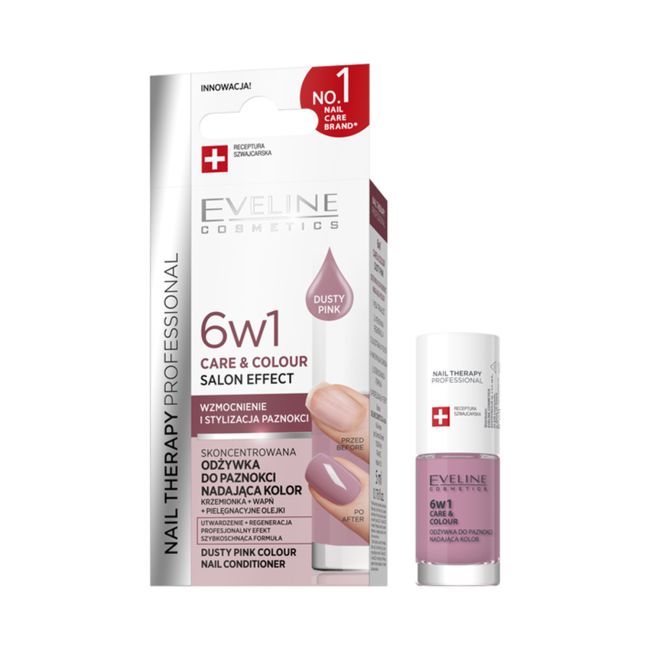 EVELINE 6IN1 spalvą suteikiantis nagų kondicionierius, 5 ml