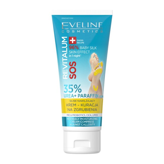 EVELINE REVITALUM SOS 35% UREA + PARAFFIN COMPLEX pėdų kremas - kompresas, 75 ml