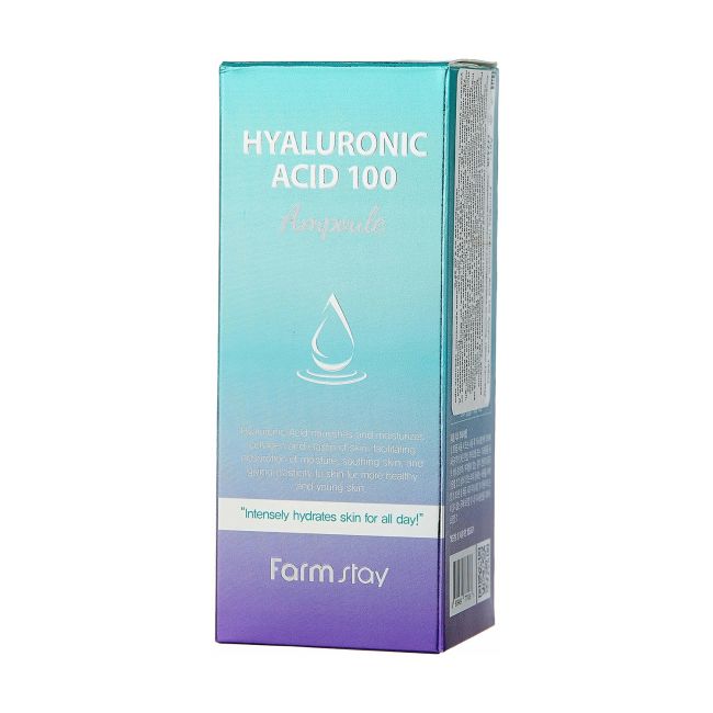 FARMSTAY HYALURONIC ACID 100 AMPOULE veido serumas, 100 ml