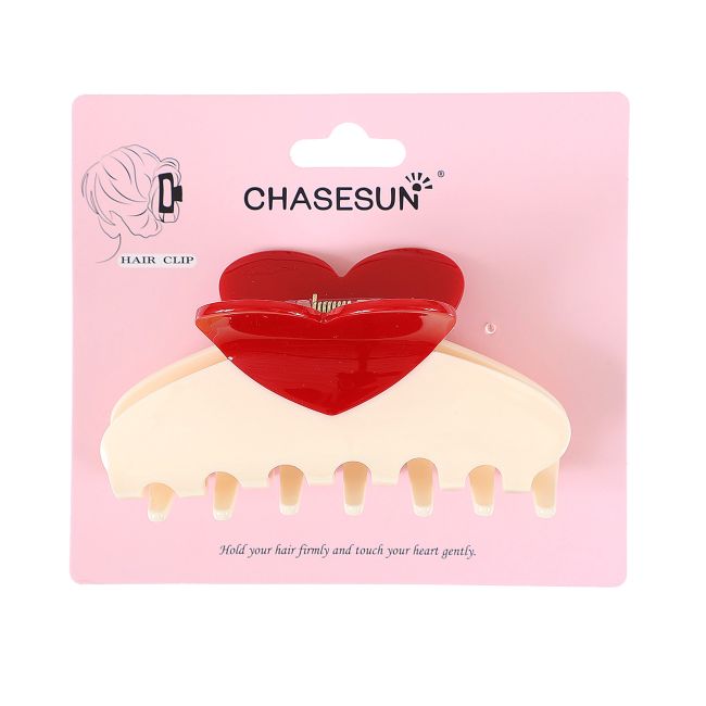 CHASESUN RED HEART/BEIGE plaukų žnyplės