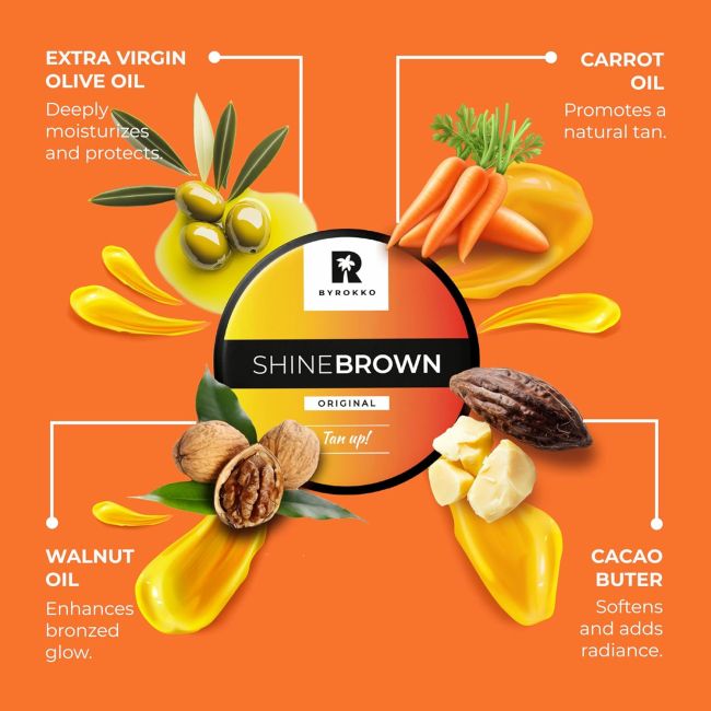 BYROKKO SHINE BROWN ORIGINAL įdegį skatinantis kremas, 200 ml