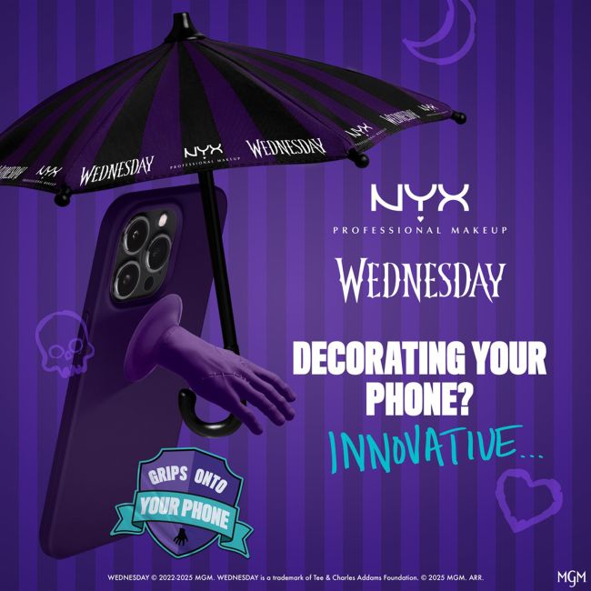 NYX PROFESSIONAL MAKEUP WEDNESDAY mobiliojo telefono saulės skėstis su laikikliu