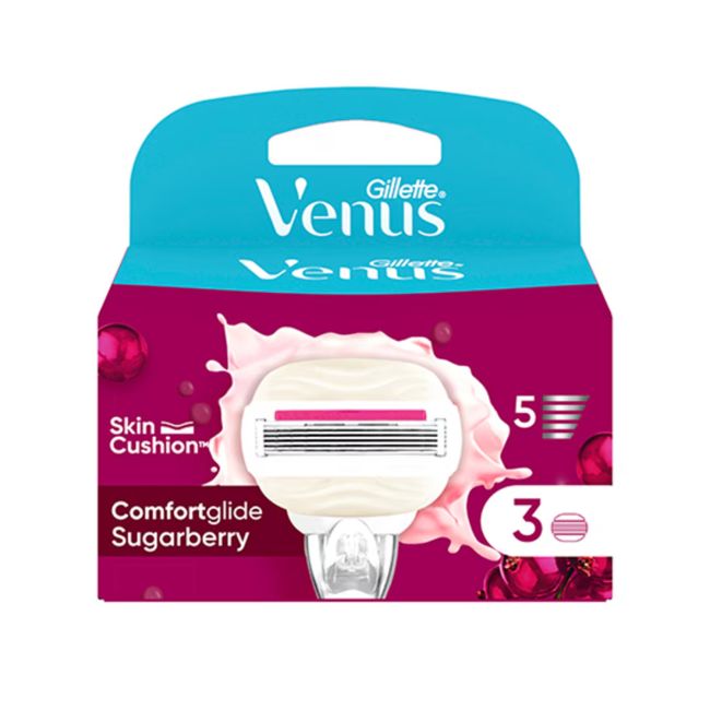 GILLETTE VENUS SUGARBERRY keičiamosios skustuvo galvutės (3 vnt.)