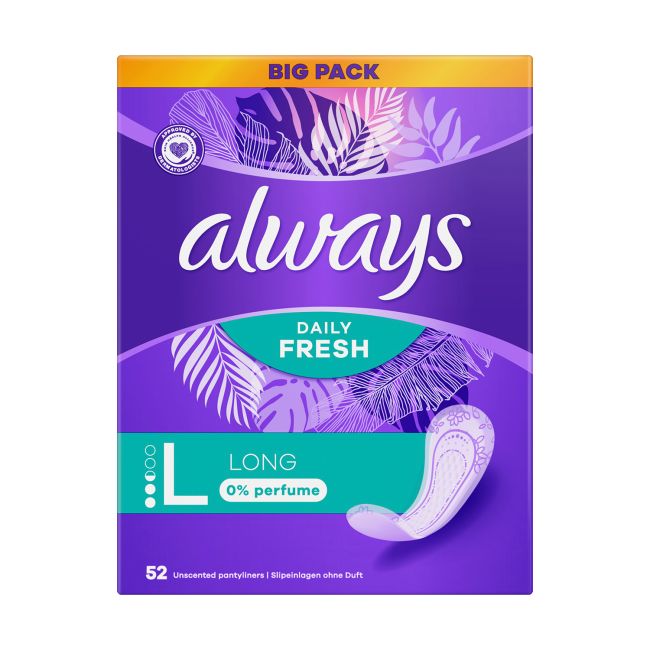 ALWAYS LONG DAILY FRESH higieniniai įklotai (52 vnt.)