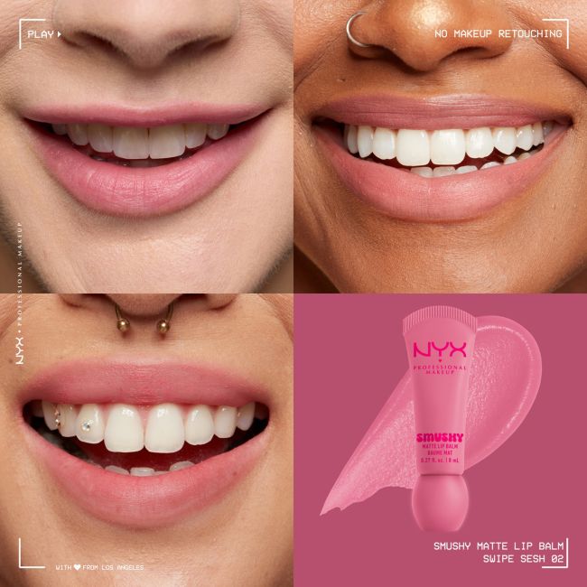 NYX PROFESSIONAL MAKEUP SMUSHY MATTE lūpų balzamas, 8 ml