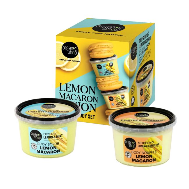 ORGANIC SHOP LEMON MACARON FUSION PERFECT kūno priežiūros priemonių rinkinys