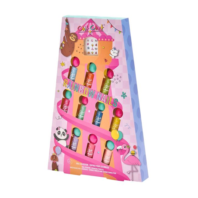 CHIT CHAT RAINBOW NAILS vaikų nagų lakai (10 x 4 ml) + nagų lipdukai