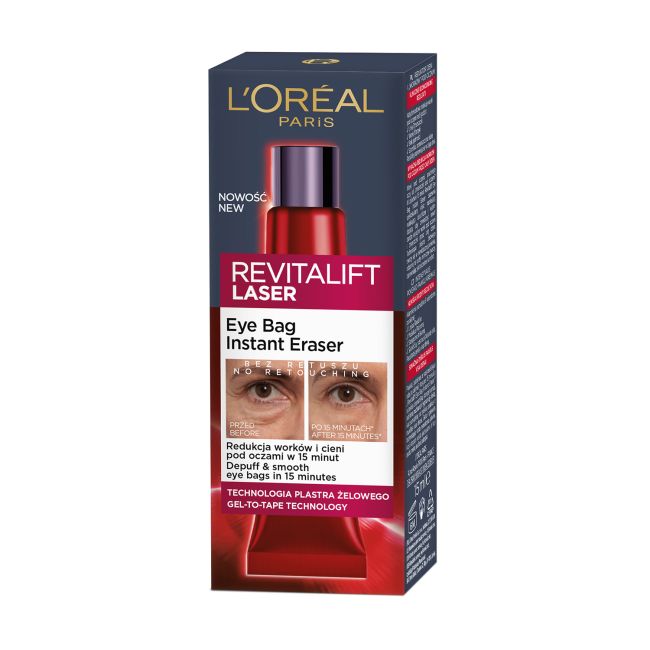 L'OREAL REVITALIFT LASER EYE BAG INSTANT ERASER paakių želė, 15 ml