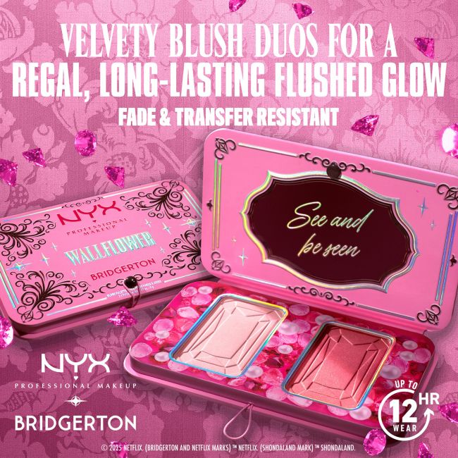 NYX PROFESSIONAL MAKEUP BRIDGERTON WALLFLOWER DUO skaistalų paletė