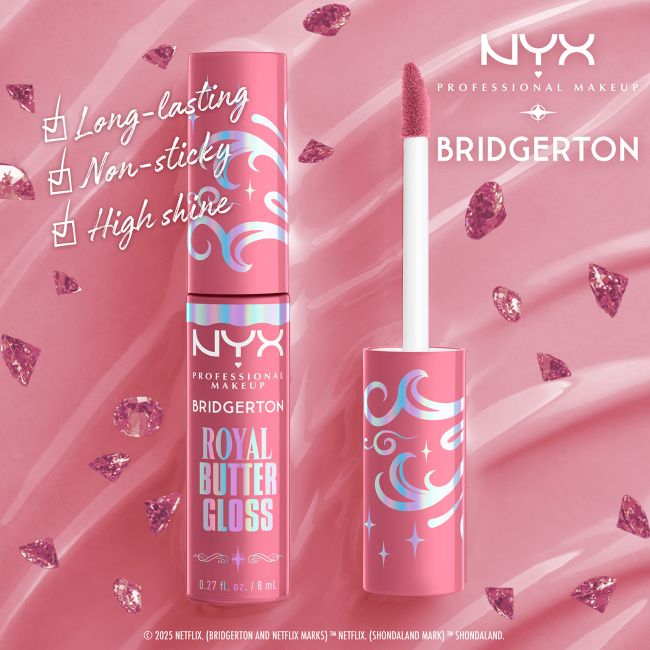 NYX PROFESSIONAL MAKEUP BRIDGERTON ROYAL BUTTER lūpų blizgis, 8 ml