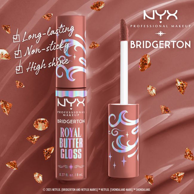NYX PROFESSIONAL MAKEUP BRIDGERTON ROYAL BUTTER lūpų blizgis, 8 ml