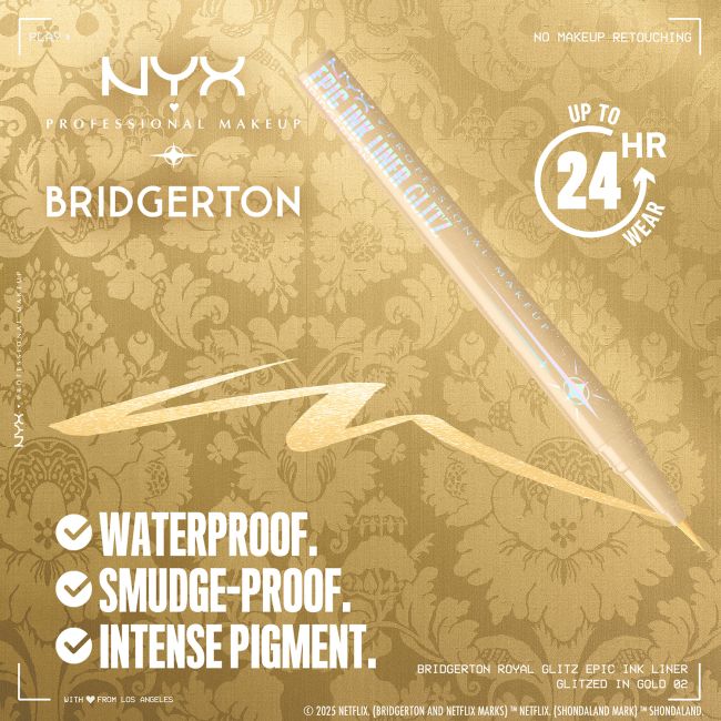NYX PROFESSIONAL MAKEUP BRIDGERTON EPIC INK LINER GLITZ akių kontūro flomasteris, 1 ml