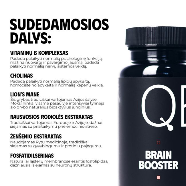 QED BRAIN BOOSTER maisto papildas, 60 kapsulių