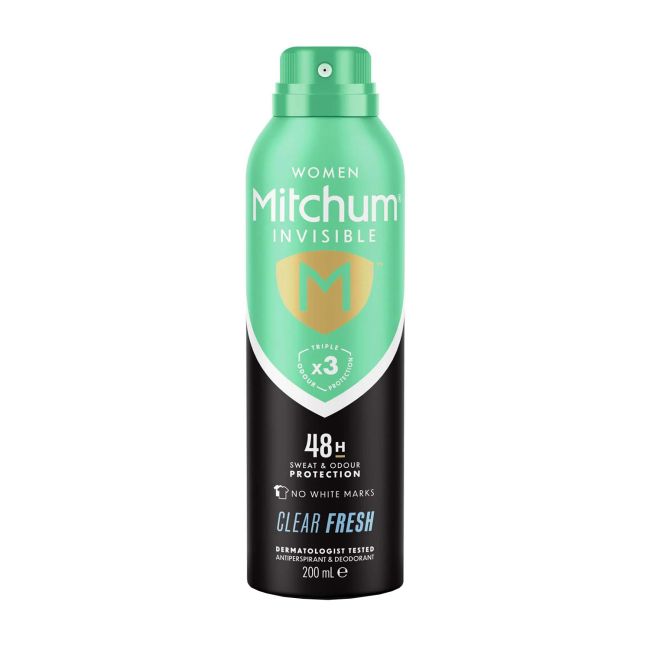 MITCHUM CLEAR FRESH 48H moterų purškiamasis dezodorantas antiperspirantas, 200 ml