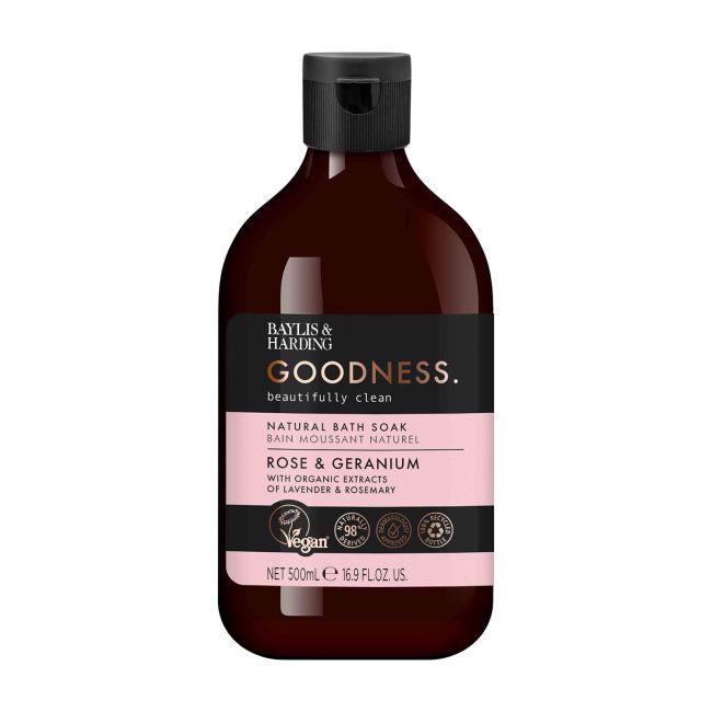 BAYLIS & HARDING GOODNESS ROSE & GERANIUM vonios skystis, 500 ml