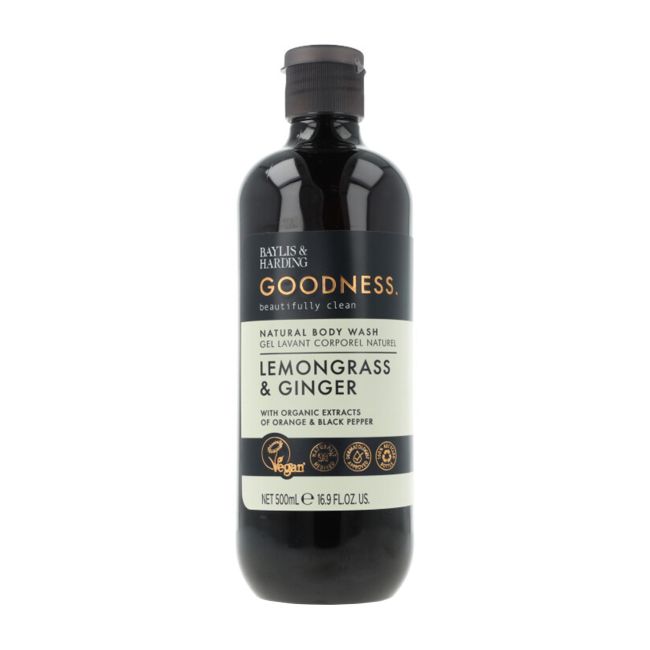 BAYLIS & HARDING GOODNESS LEMONGRASS & GINGER kūno prausiklis, 500 ml