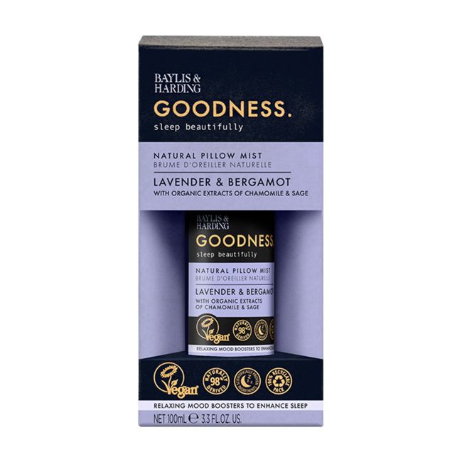 BAYLIS & HARDING GOODNESS LEVDENDER & BERGAMOT pagalvių dulksna, 100 ml