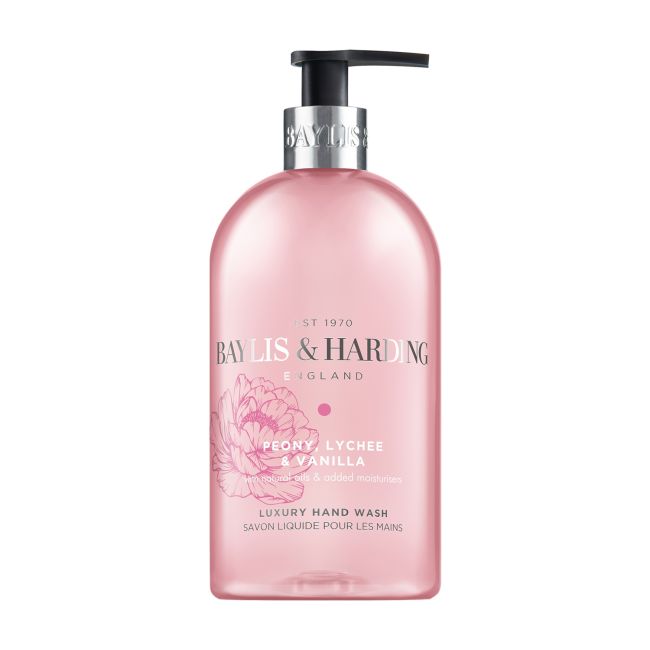 BAYLIS & HARDING ENGLAND PEONY, LYCHEE & VANILLA rankų prausiklis, 500 ml