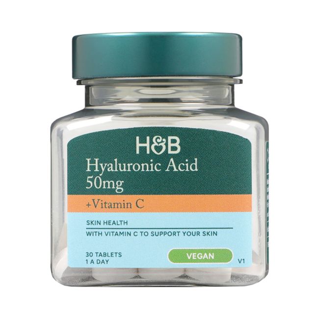H&B HIGH STRENGTH hialurono rūgštis ir vitaminas C, 30 tablečių