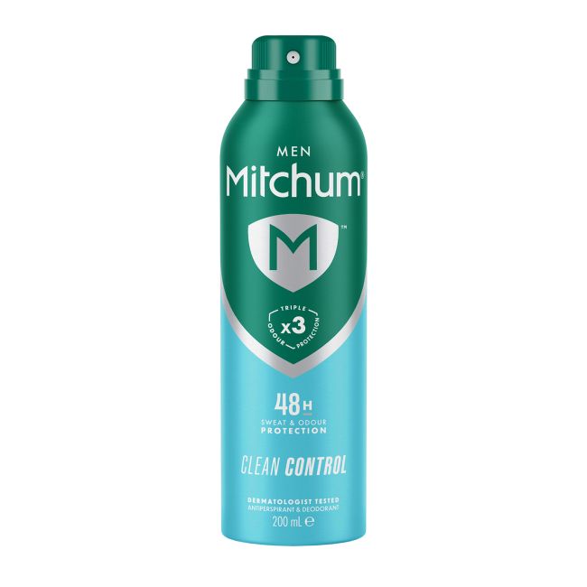 MITCHUM MEN CLEAN CONTROL 48H purškiamasis antiperspirantas dezodorantas, 200 ml
