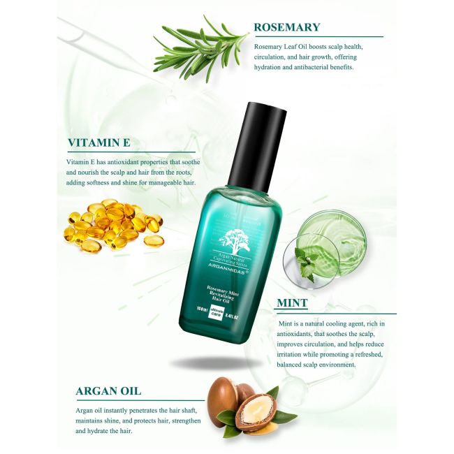 ARGANMIDAS ROSEMARY MINT REVITALIZING plaukų aliejus, 100 ml
