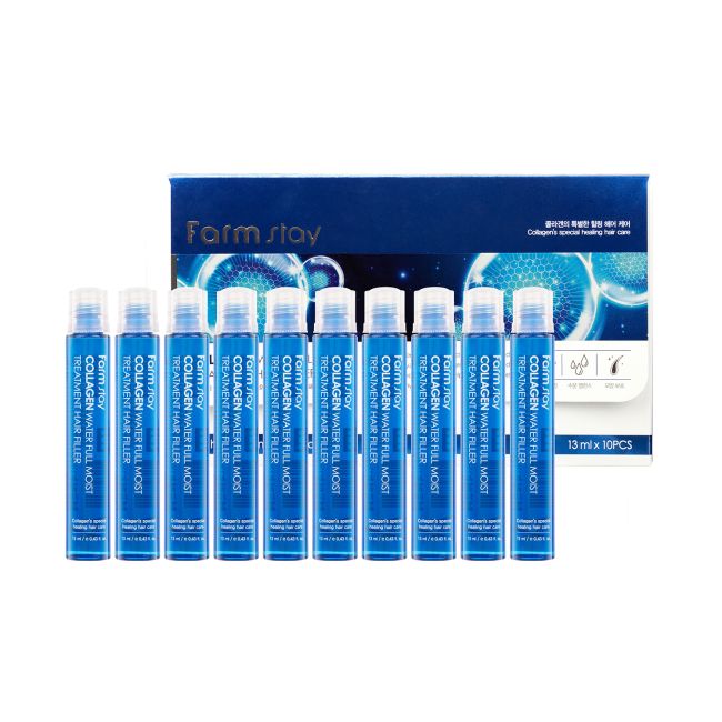 FARMSTAY COLLAGEN WATER FULL MOIST plaukų priežiūros priemonė (13 ml x 10 vnt.)