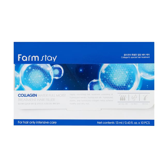 FARMSTAY COLLAGEN WATER FULL MOIST plaukų priežiūros priemonė (13 ml x 10 vnt.)