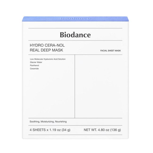 BIODANCE HYDRO CERA-NOL REAL DEEP veido kaukės (4 vnt. x 34 g)