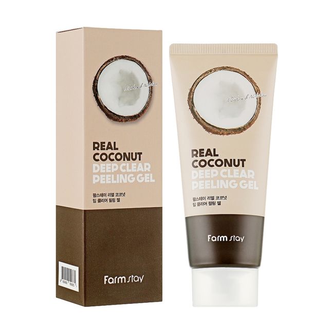 FARMSTAY REAL COCONUT DEEP CLEAR šveičiamoji veido želė, 100 ml
