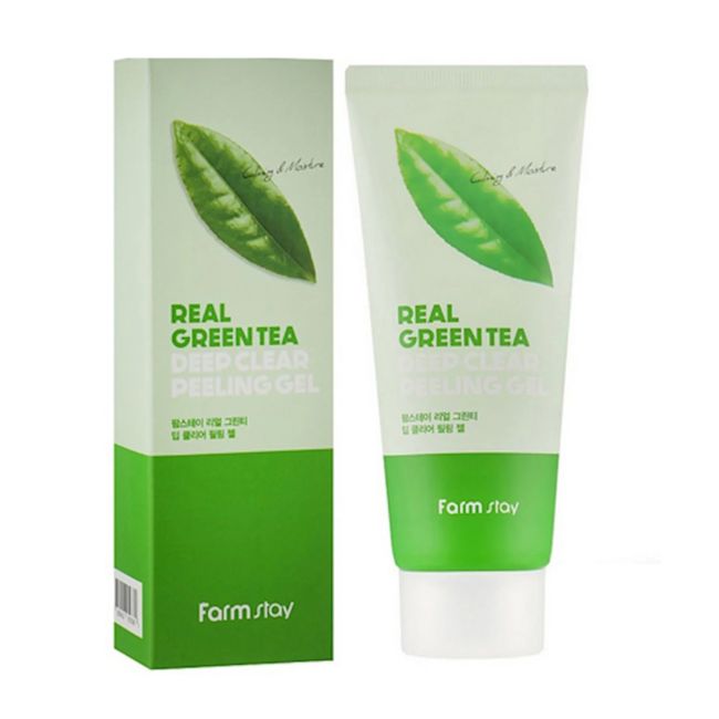 FARMSTAY REAL GREEN TEA DEEP CLEAR šveičiamoji veido želė, 100 ml