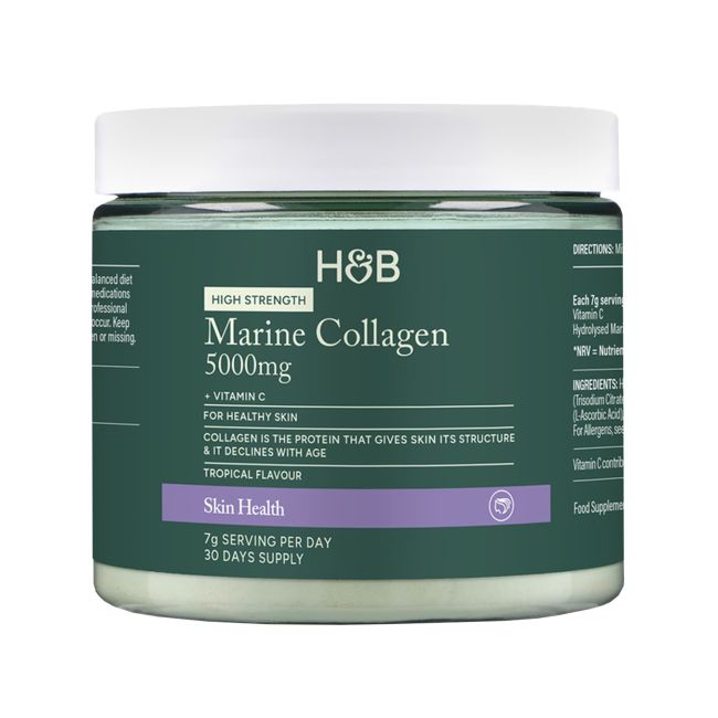 H&B HIGH STRENGTH jūrinis kolagenas 5000 mg, milteliai, 210 g