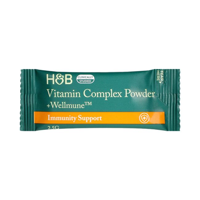 H&B vitaminų komplekso milteliai imuniteto palaikymui +Wellmune (30vnt. x 2.5 g)