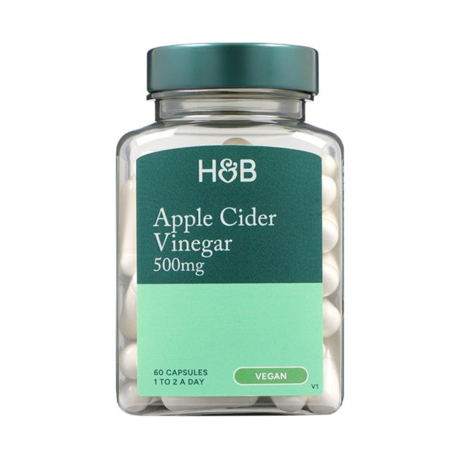 H&B obuolių sidro actas 500 mg, 60 kapsulių