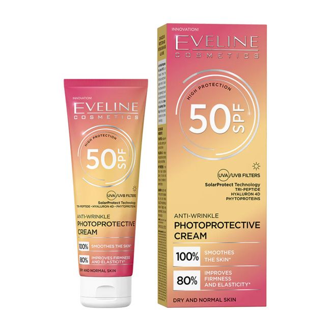 EVELINE ANTI-WRINKLE SPF50 ANTI-WRINKLE PHOTOPROTECTIVE veido kremas, 30 ml