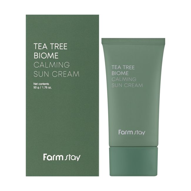 FARMSTAY TEA TREE BIOME CALMING SUN apsauginis kremas nuo saulės, 50 g