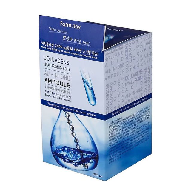 FARMSTAY COLLAGEN & HYALURONIC ACID ALL-IN-ONE veido serumas, 250 ml