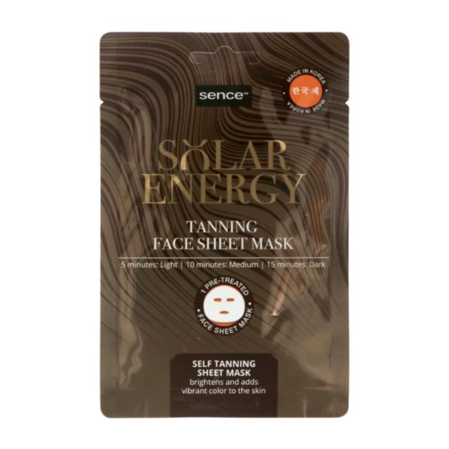 SENCE SOLAR ENERGY TANNING savaiminio įdegio lakštinė veido kaukė, 20 ml