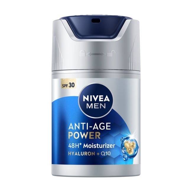 NIVEA MEN ANTI-AGE POWER HYALURON + Q10 SPF30 veido kremas, 50 ml