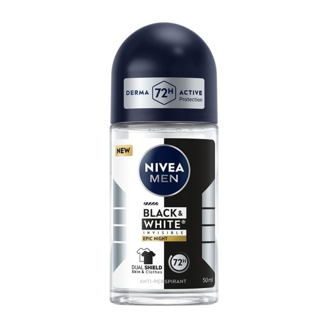 NIVEA MEN BLACK & WHITE INVISIBLE EPIC NIGHT rutulinis dezodorantas, 50 ml