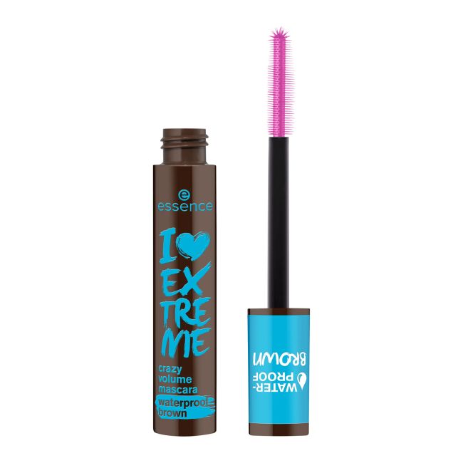 ESSENCE I LOVE EXTREME BROWN atsparus vandeniui blakstienų tušas, 12 ml
