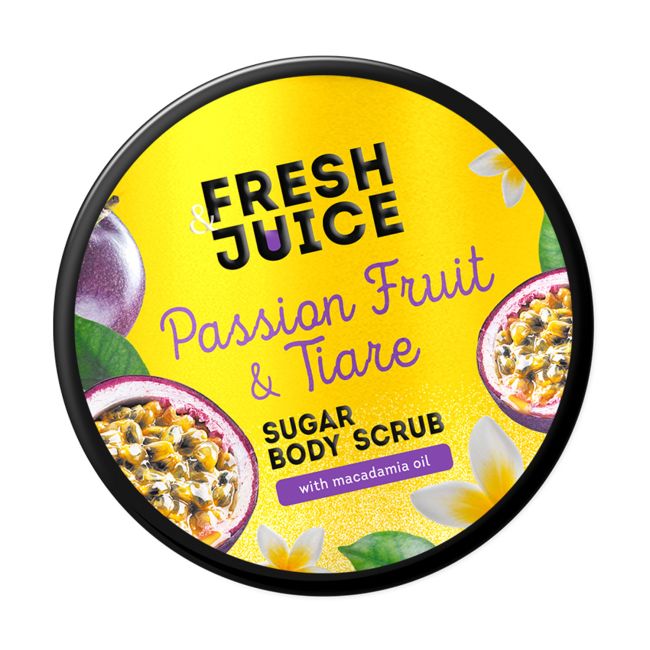 FRESH & JUICE PASSION FRUIT & TIARE SUGAR kūno šveitiklis, 200 ml