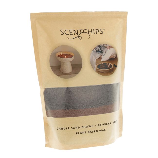 SCENTCHIPS SAND BROWN žvakių smėlis + dagtys, 500 ml + 30 vnt.