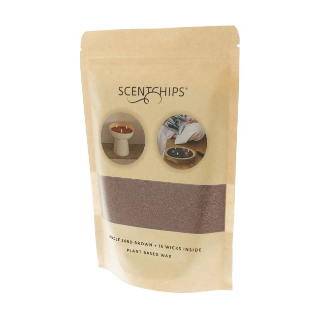SCENTCHIPS SAND BROWN žvakių smėlis + dagtys, 250 g + 15 vnt.
