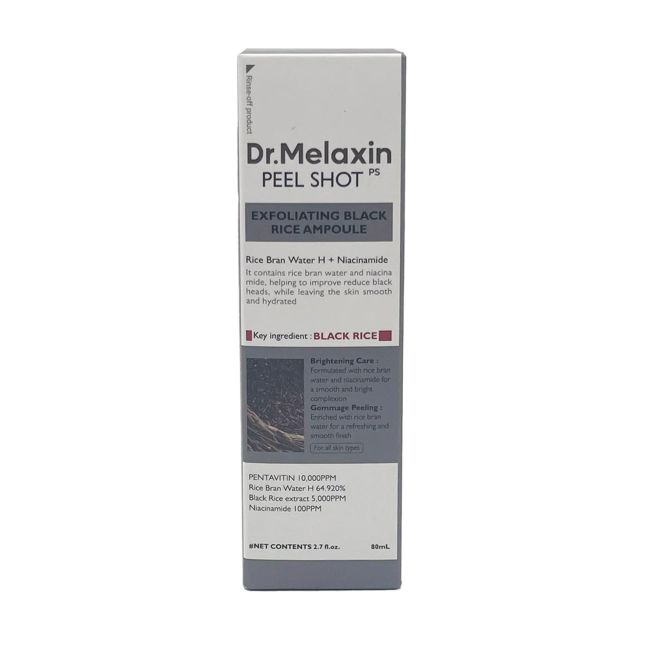 DR.MELAXIN PEEL SHOT BLACK RICE AMPOULE šveičiamasis veido serumas, 80 ml