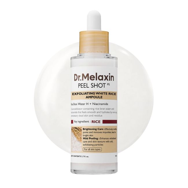 DR.MELAXIN PEEL SHOT GLOW WHITE RICE AMPOULE šveičiamasis veido serumas, 80 ml