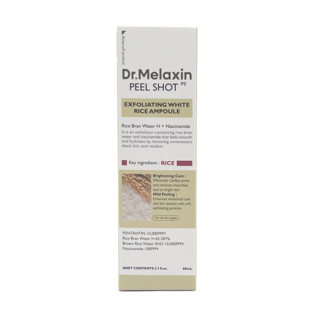 DR.MELAXIN PEEL SHOT GLOW WHITE RICE AMPOULE šveičiamasis veido serumas, 80 ml