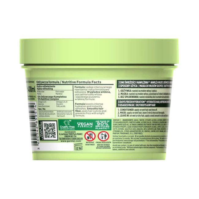 GARNIER FRUCTIS KIWI MENTHOL plaukų kaukė, 400 ml