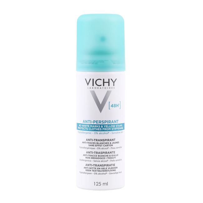 VICHY 48H NOWHITE MARKS & YELLOW STAINS purškiamasis dezodorantas antiperspirantas, 125 ml